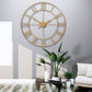 CLXEAST 30 Inch Wall Clock Gold,Large Metal Wall Clock Modern, Big Roman Numeral Silent Non Ticking Wall Clock for Living Room Decor, Office