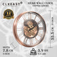 CLXEAST Large Modern Gear Clock with Moving Gears,Industrial Farmhouse Roman Numeral Metal Wall Clock for Living Room Decor,Office,Copper,Rose Gold (21 Inch)