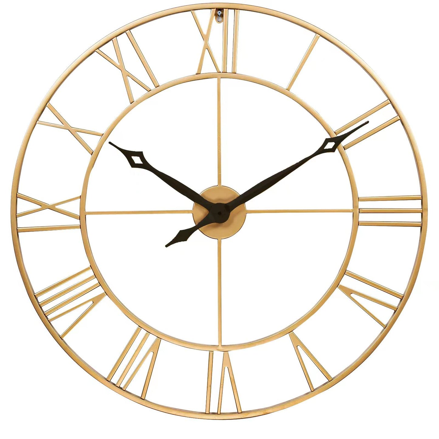 CLXEAST 30 Inch Wall Clock Gold,Large Metal Wall Clock Modern, Big Roman Numeral Silent Non Ticking Wall Clock for Living Room Decor, Office