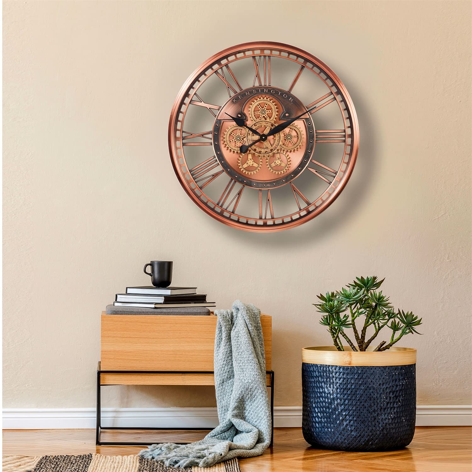 Indoor Rustic Metal Arabic Moving Gear 2024 Analog Wall Clock