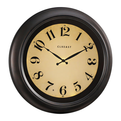 CLXEAST 18 Inch Large Modern Farmhouse Lighted Wall Clock with Smart Sensor,Glow in the Dark Wall Clock for Living Room Decor,Unique Silent Wall Clock,Oil Rubbed Bronze Black