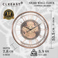 CLXEAST Moving Gear Wall Clock for Modern Living Room Decor, Large Industrial Wall Clock with Steampunk Gears, Big Arabic Numerals Rose Gold Metal Wall Clock for Office,Bronze Copper (21 Inch)