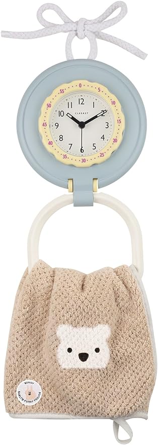 CLXEAST Waterproof Outdoor Indoor Kid's Bathroom Shower Wall Clock,Silent Non Ticking Battery Operated Small Table Desk Clocks for Living Room Decor,Stonewash Blue (White Rope Included)