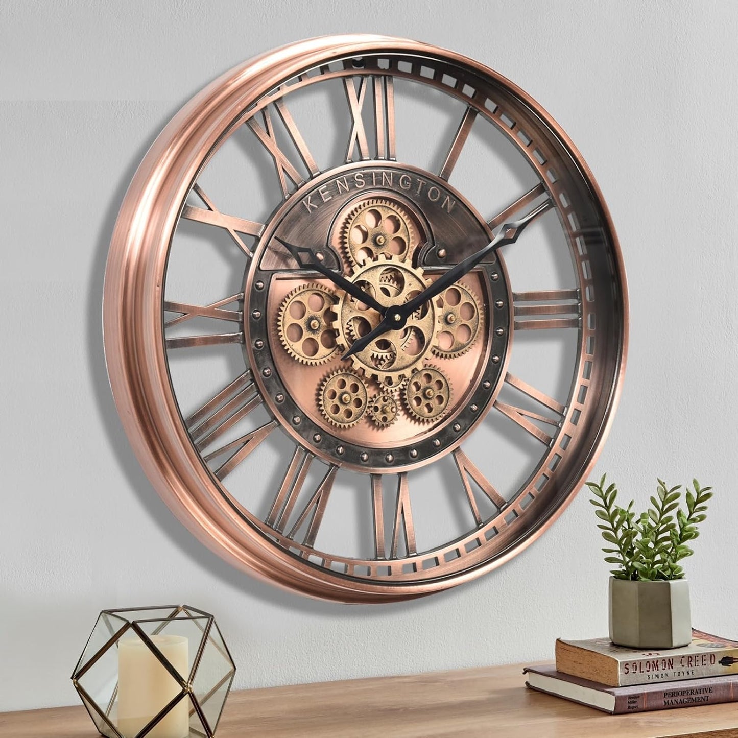 CLXEAST Original Real Moving Gear Wall Clock Modern,Industrial Steampunk Big Wall Clock for Farmhouse Living Room Decor+Waterproof Outdoor Indoor Table Clocks for Bathroom